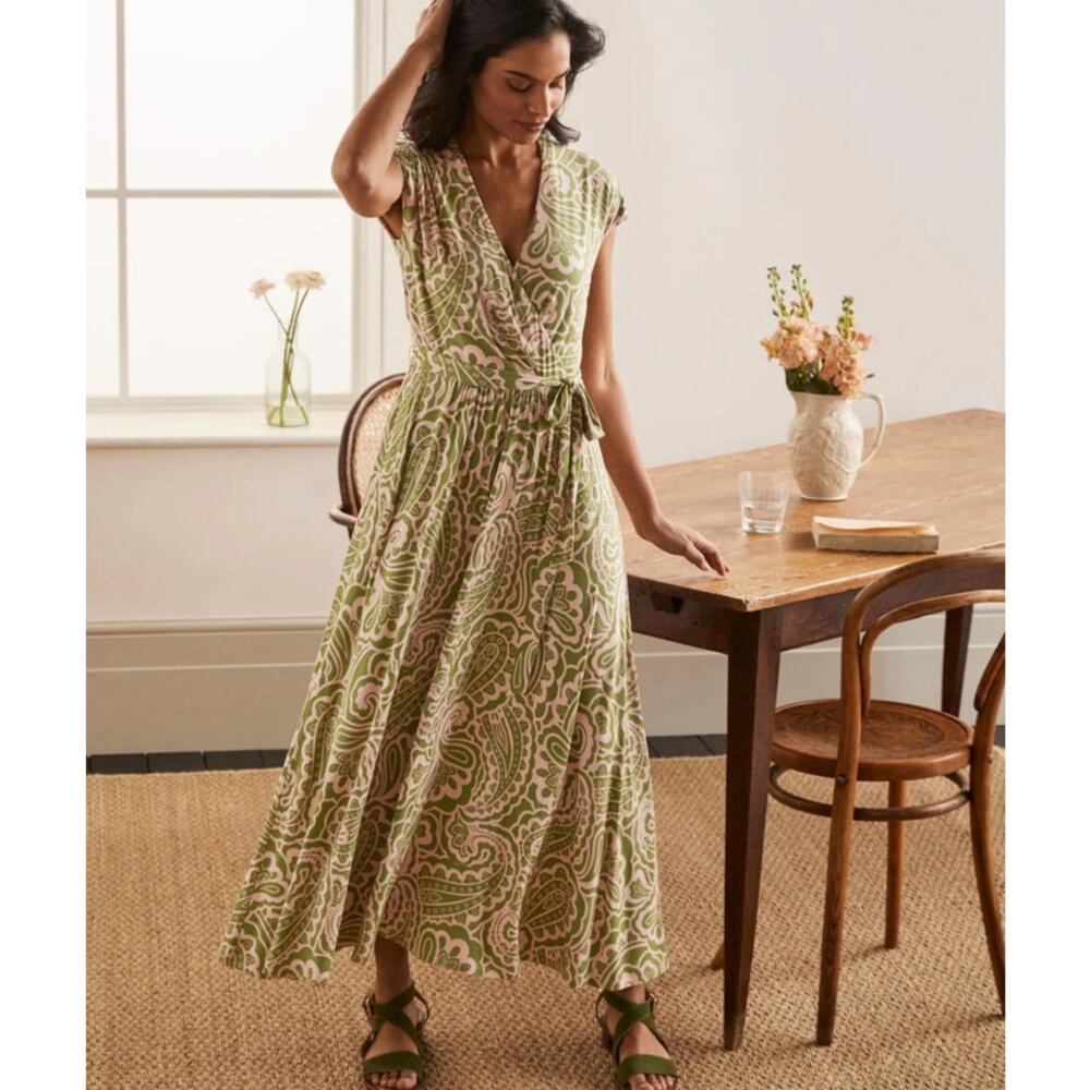 Boden Green and Cream Paisley Maxi Dress